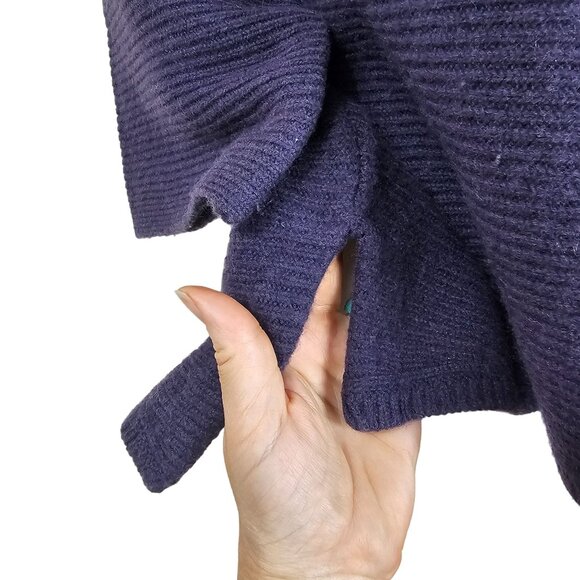 Halogen Purple Cashmere Wool Cowl Neck Sweater M Lagenlook 3/4 Sleeve Relaxed - Picture 7 of 9